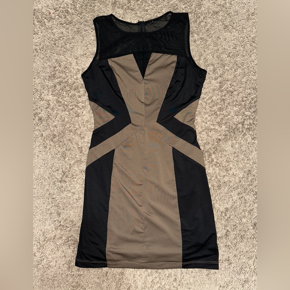 Elegant Black and Tan Mini Dress